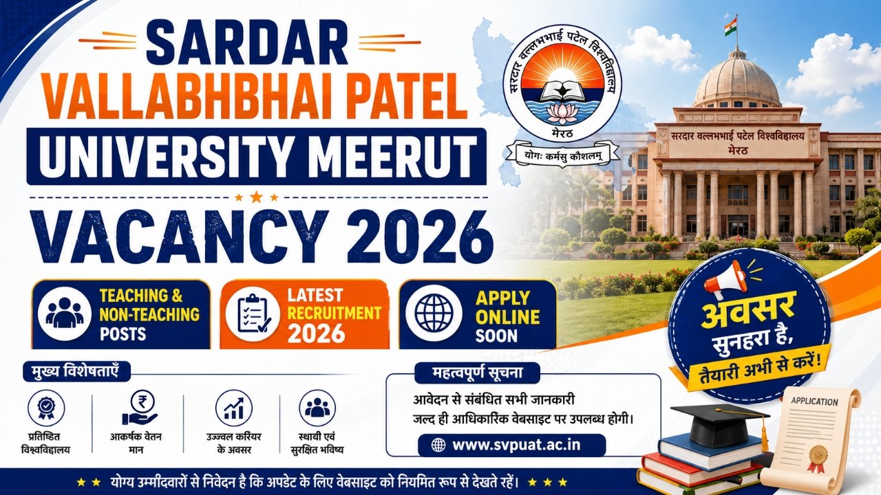 Sardar Vallabhbhai Patel University Meerut Vacancy 2026